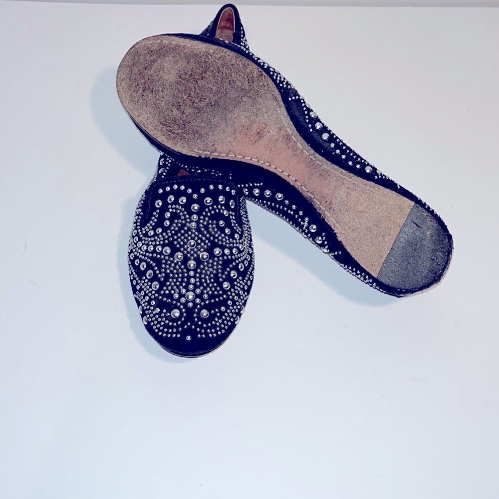 Donald J. Pliner Debbi Suede leather black studded smoking flats - Picture 3 of 4